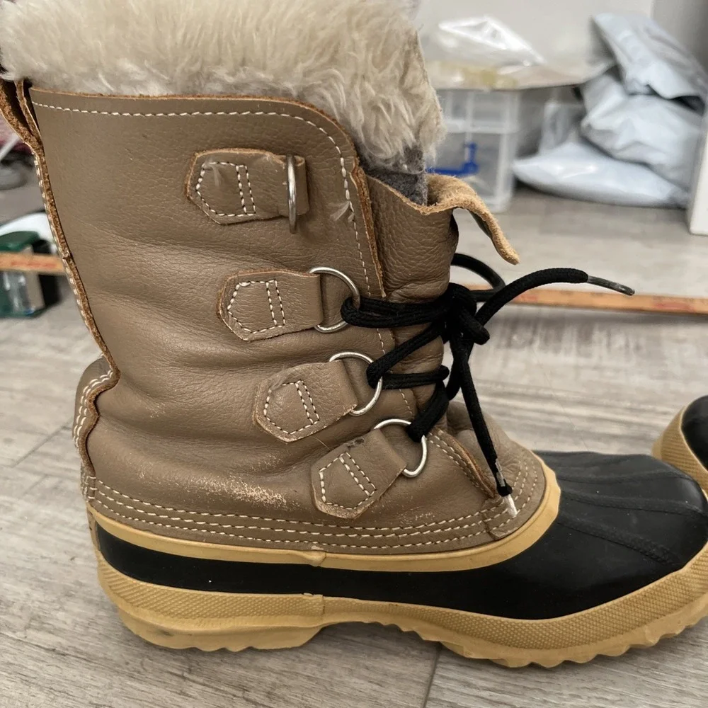 Sorel Manitou  Women's Winter Snow Boots Size‎ 6 Brown Tan Lined Vintage